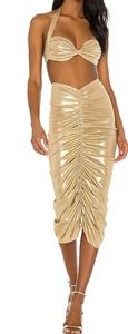 Medium Norma Kamali x REVOLVE Bill Bra and Skirt Set in Gold